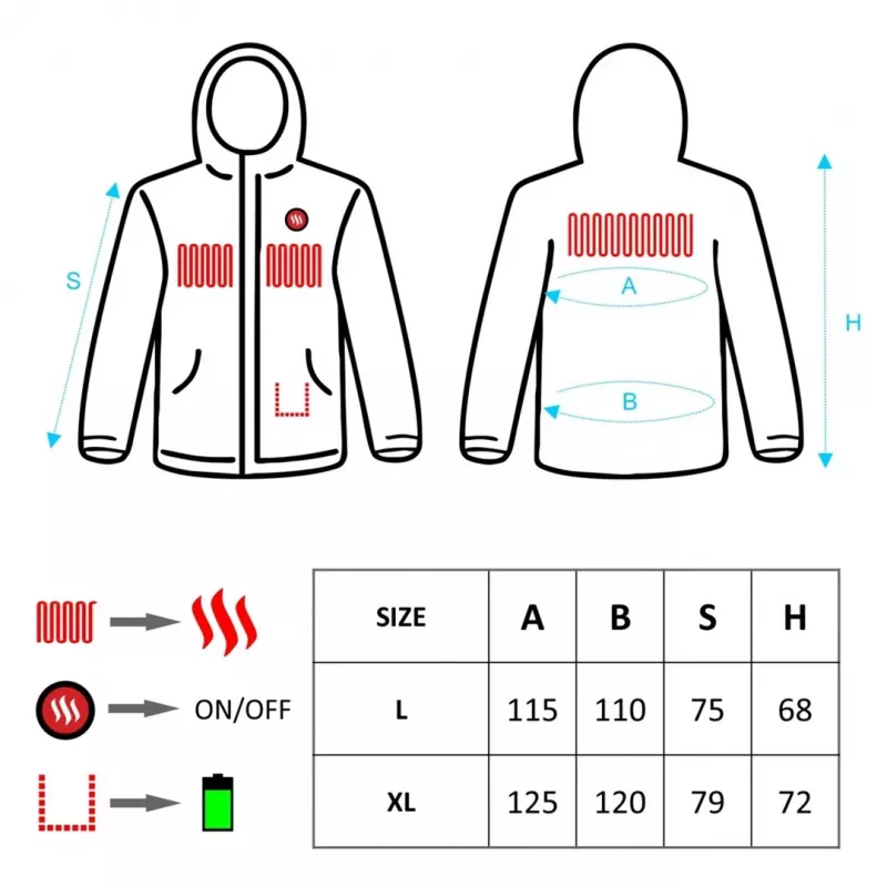 Chaqueta calefactable de hombre, talla: L, XL