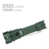 Linterna de mano AceBeam L16 2.0 verde — batería de litio 21700 recargable, 5000 mAh, hasta 2100 lm, IP68, 7 niveles de potencia