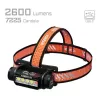 Linterna frontal AceBeam H35 — linterna LED frontal, máx. 2600 lm, alcance de 170 m, IP68, 18650 3800 mAh, 216 h de autonomía