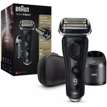 Afeitadora de láminas Braun Series 9 9352cc Sport con recortadora negra gris