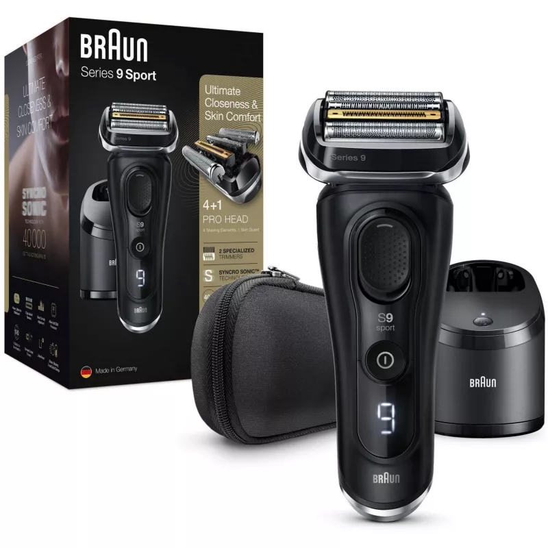 Afeitadora de láminas Braun Series 9 9352cc Sport con recortadora negra gris