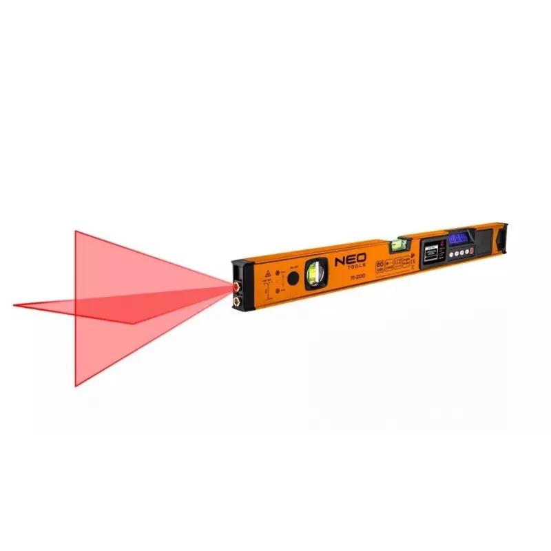 Nivel de burbuja con indicación electrónica y puntero láser Neo Tools 60 cm