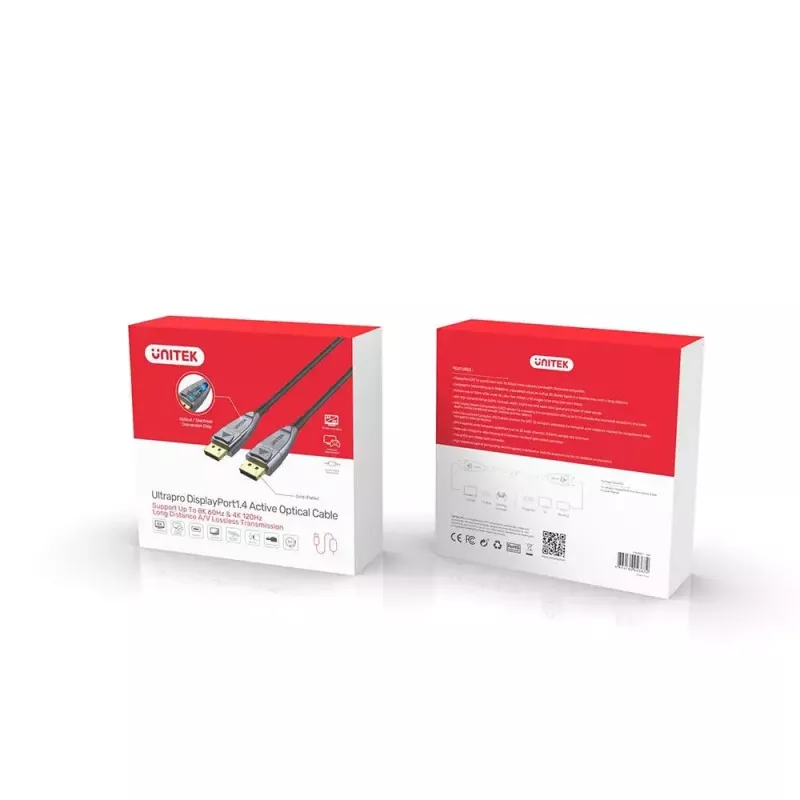 Cable óptico activo UNITEK 8K Ultrapro DisplayPort 1.4 10m