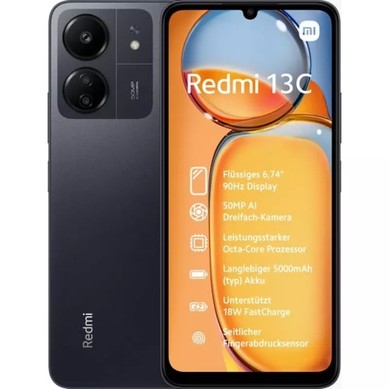 Xiaomi Redmi 13C - Smartphone 4G - Dual-SIM - RAM 4 GB / Almacenamiento interno 128 GB - Ranura microSD - Pantalla LCD - 6.74 - 1600 x 720 píxeles (90 Hz)