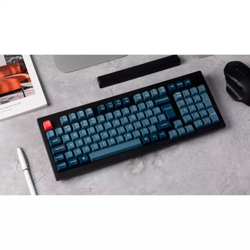 V5 Max, teclado gaming negro/azul-gris, distribución DE, Gateron Jupiter Banana, Hot-Swap, RGB