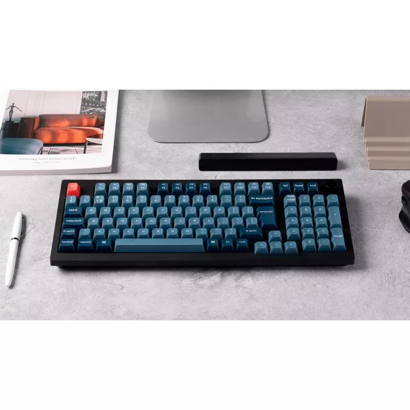 V5 Max, teclado gaming negro/azul-gris, distribución DE, Gateron Jupiter Banana, Hot-Swap, RGB