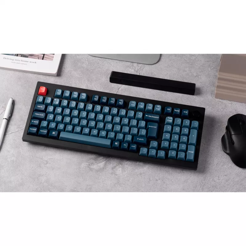 V5 Max, teclado gaming negro/azul-gris, distribución DE, Gateron Jupiter Banana, Hot-Swap, RGB