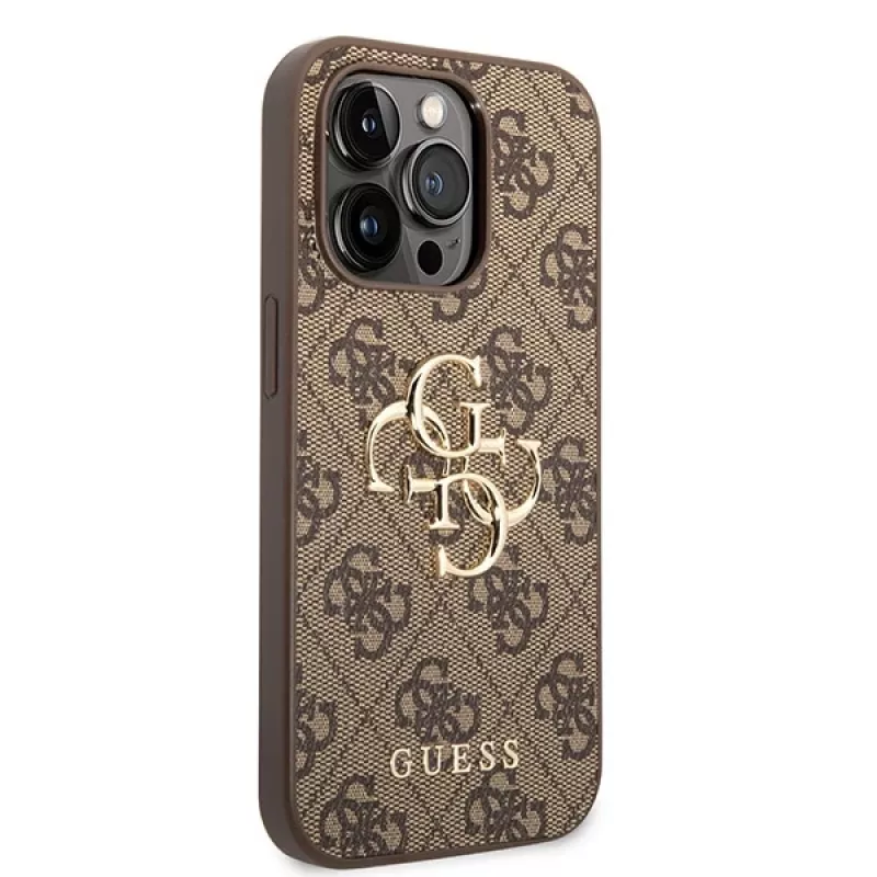 GUESS D?klas Guess GUHCP15L4GMGBR iPhone 15 Pro 6.1 ruda | ruda funda rígida 4G Big Metal Logo