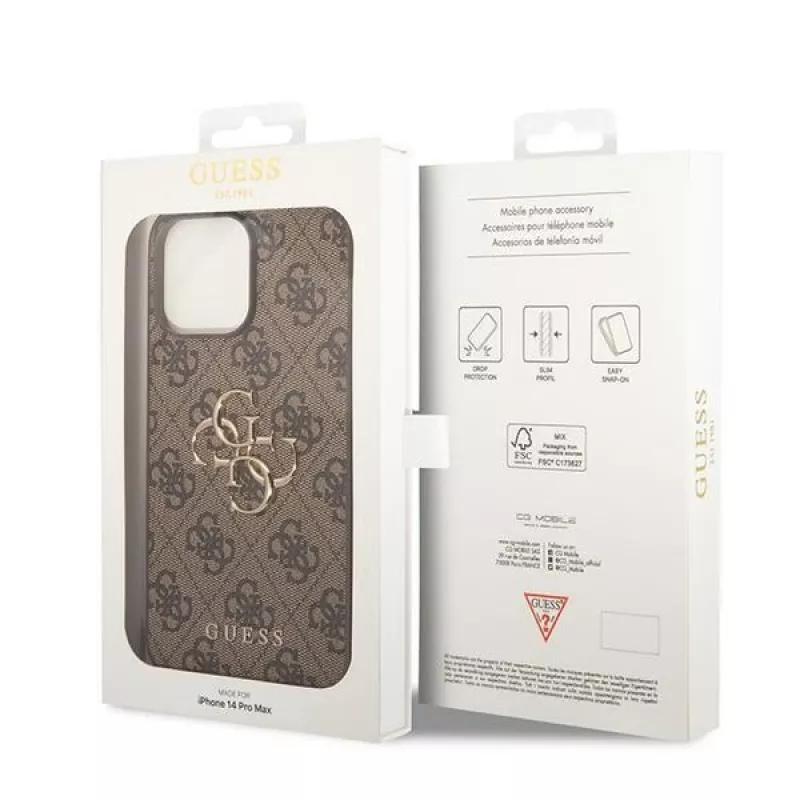 GUESS D?klas Guess GUHCP15L4GMGBR iPhone 15 Pro 6.1 ruda | ruda funda rígida 4G Big Metal Logo