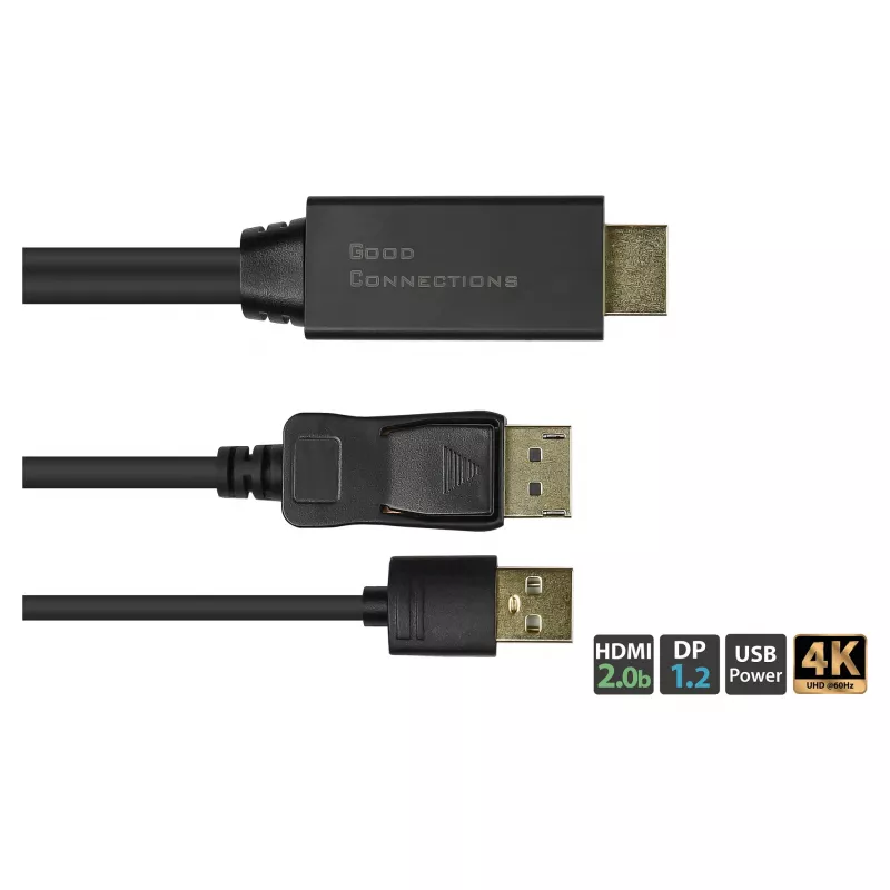 Adaptador de cable de vídeo Alcasa HDMI-DP020 2 m HDMI tipo A DisplayPort negro
