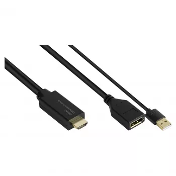Adaptador de cable de vídeo Alcasa HDMI-AD22 0,3 m HDMI tipo A DisplayPort negro