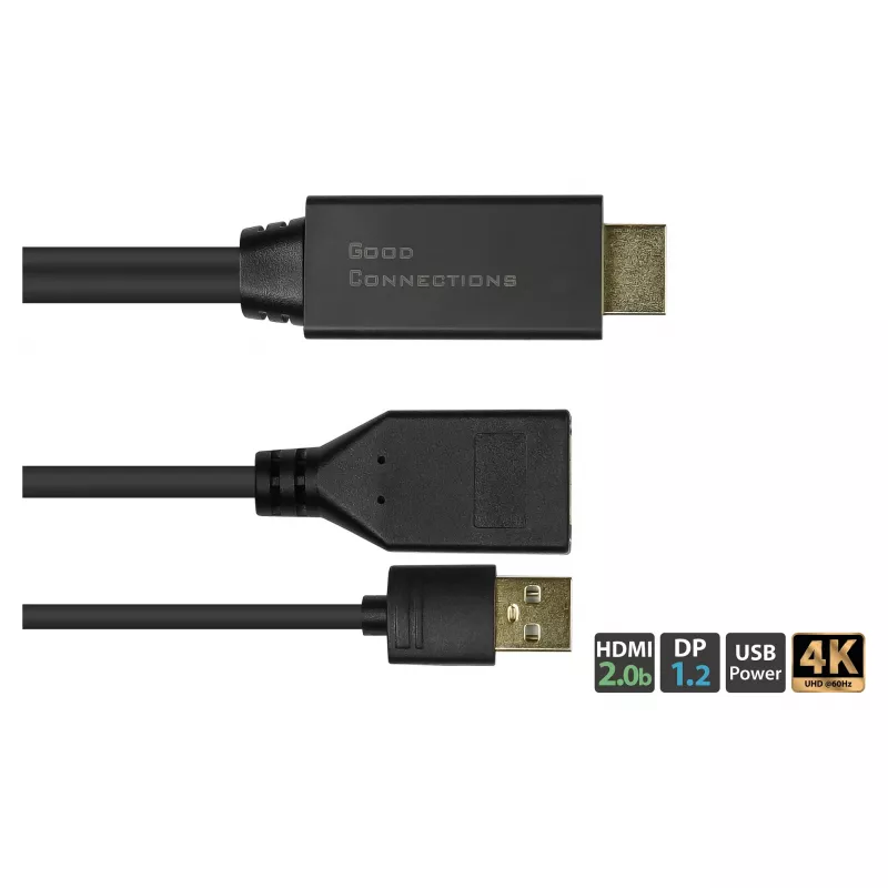 Adaptador de cable de vídeo Alcasa HDMI-AD22 0,3 m HDMI tipo A DisplayPort negro