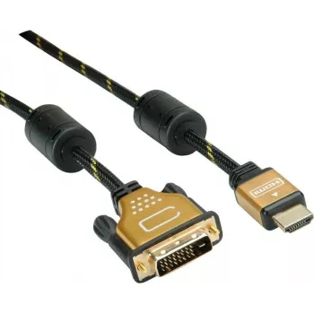 Roline Gold - Cable de vídeo - Dual Link - HDMI / DVI - DVI-D (M) a HDMI (M) - 5 m - apantallado - negro, dorado - compatible con 4K