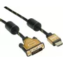 Roline Gold - Cable de vídeo - Dual Link - HDMI / DVI - DVI-D (M) a HDMI (M) - 5 m - apantallado - negro, dorado - compatible con 4K