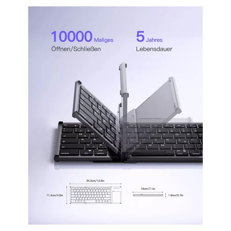 Teclado Inateck KB06101_STEEL GRAY Home RF Wireless + Bluetooth QWERTZ inglés negro
