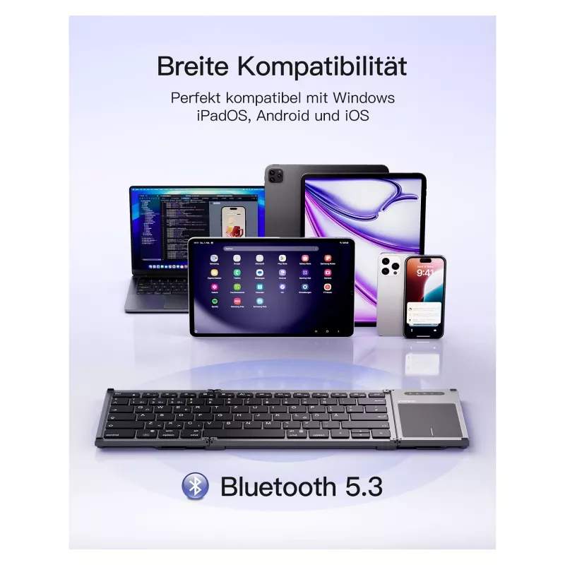 Teclado Inateck KB06101_STEEL GRAY Home RF Wireless + Bluetooth QWERTZ inglés negro