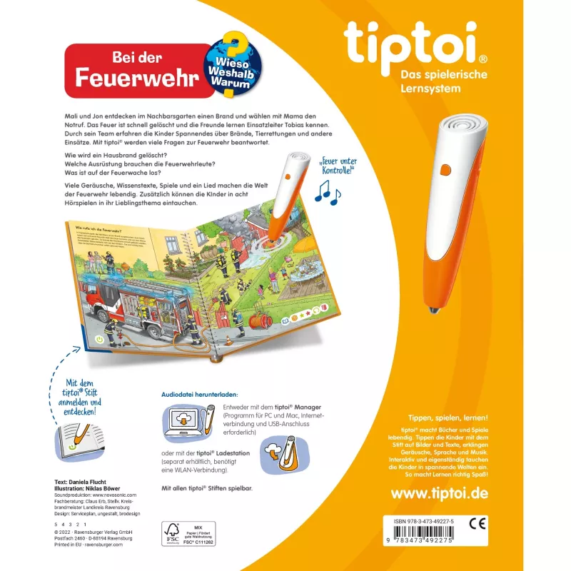 tiptoi ¿Por qué? ¿Cómo? ¿Para qué? En el parque de bomberos, libro educativo