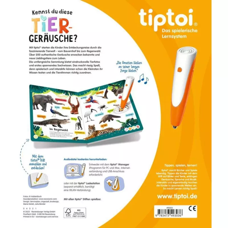 tiptoi ¿Conoces estos sonidos de animales?, libro educativo