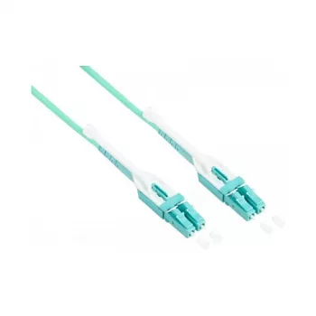 Cable de parcheo de fibra óptica dúplex OM3 (multimodo, 50/125) LC/LC, UNIBOOT, LSZH, polaridad reversible, lengüeta de desbloqueo, 2 m, Good Connections® (LW-U802LC3)
