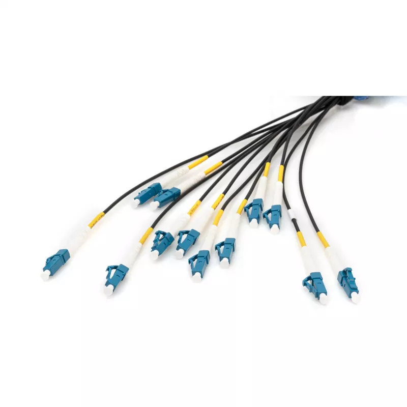 Cable breakout de fibra óptica universal premontado Digitus, monomodo OS2, 12 fibras, LC/UPC - LC/UPC
