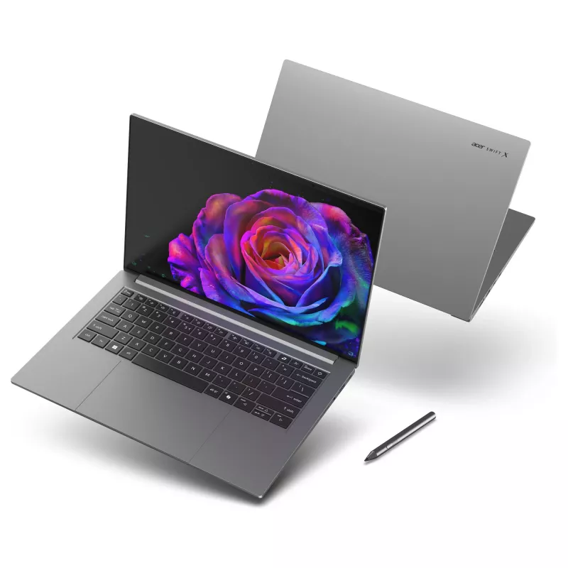 Portátil Acer Swift X 14 OLED SFX14-73G-975F NX.J81EG.004 — 14,5 inch 2880×1800, Intel Core Ultra 9 285H, 2 TB SSD, GeForce RTX 5070, HDMI/USB-C, Windows 11 Home