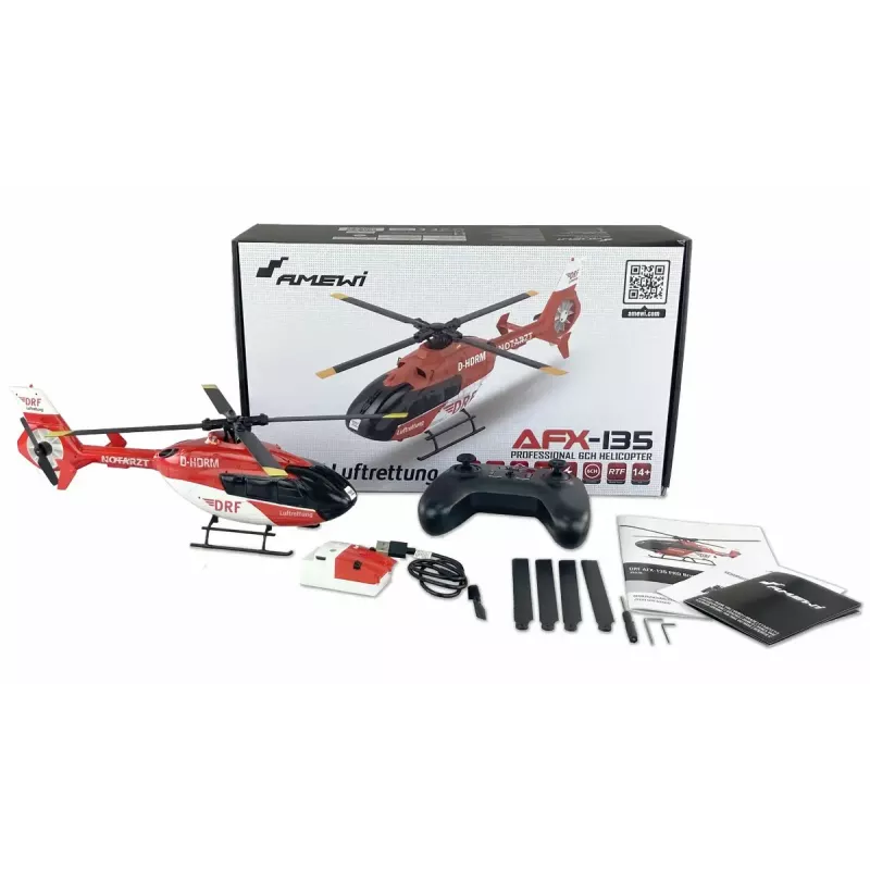 Helicóptero teledirigido (RC) Amewi AFX-135 con motor eléctrico 1:32