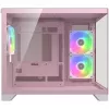 Caja de PC mini torre Cougar FV150 ARGB – Rosa, compatible con 2 ventiladores laterales de 120/140 mm, 1 trasero de 120 mm, HDD de 2,5 inch/3,5 inch, 285×435×365 mm
