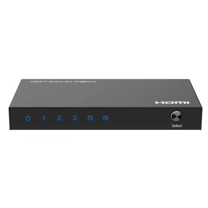 Conmutador de vídeo MicroConnect MC-HDMISWITCH0301-4K 4K 60Hz Metal Negro