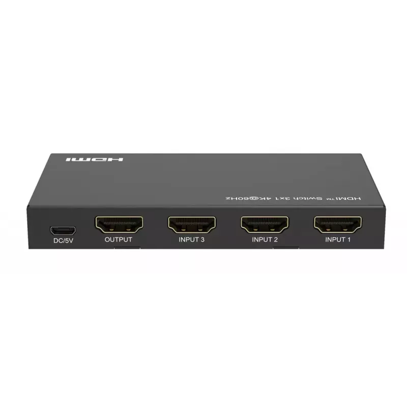Conmutador de vídeo MicroConnect MC-HDMISWITCH0301-4K 4K 60Hz Metal Negro