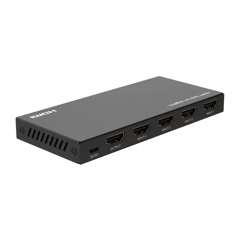 Conmutador de vídeo MicroConnect MC-HDMISWITCH0401-4K 4K 60Hz Metal Negro