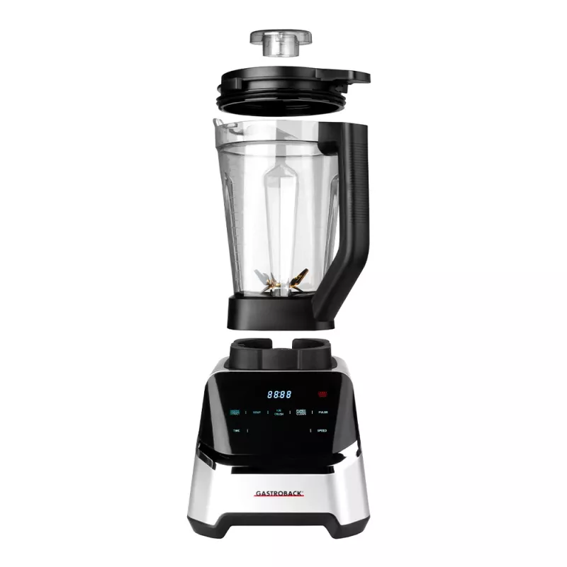 Batidora de mesa GASTROBACK Mix & Soup (2000 W, 2 L, recipiente de Tritan, cuchillas de titanio, control táctil, negro/acero inoxidable)