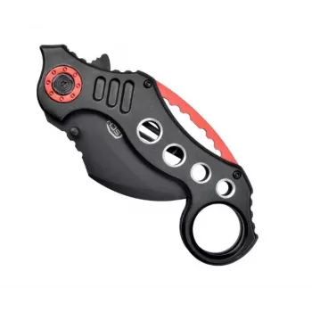 Cuchillo karambit de bolsillo SCK K29 – hoja fija, mango negro-rojo
