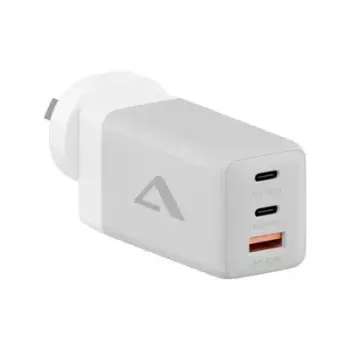 Cargador de interior ALOGIC WCM3X67G para smartphones y tablets, 110–240 V, 2× USB‑C, gris/blanco