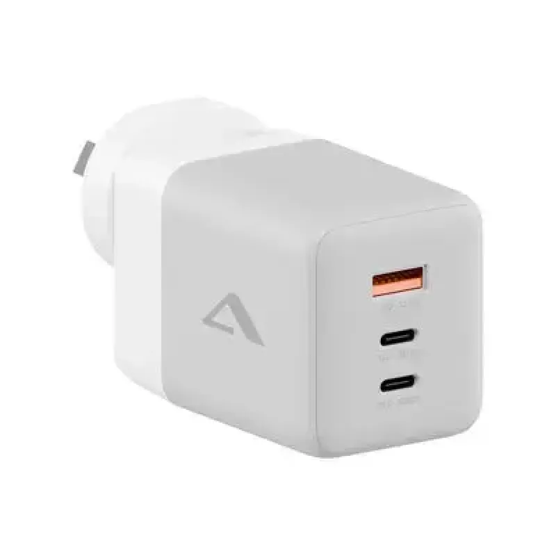 Cargador móvil ALOGIC WCM3X100G — cargador de CA de interior para smartphone y tablet, 2x USB-C, 100–240V, blanco