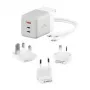 Cargador móvil ALOGIC WCM3X100G — cargador de CA de interior para smartphone y tablet, 2x USB-C, 100–240V, blanco