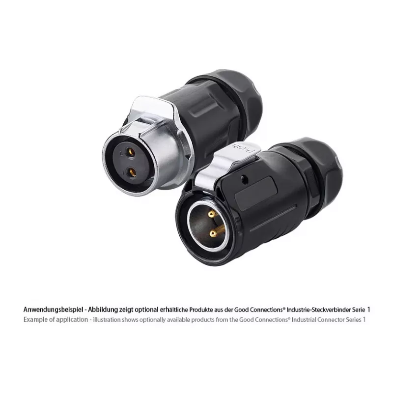 Conector macho de cable S1 Power 2 polos negro Alcasa IC01-20P201