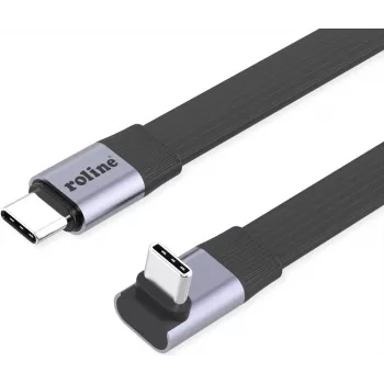 Cable ROLINE USB4-2.0 80 Gbit/s plano ST/ST recto-270° acodado - cable - digital/datos