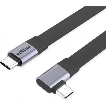 Cable ROLINE USB4-2.0 (80 Gbit/s), plano ST/ST, recto-90° acodado, 0,13 m (11.02.9099)