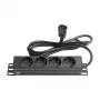 Regleta de enchufes Good Connections 10 - 1HE - conector macho C14 a 4x conector hembra schuko - protección infantil - perfil de aluminio - negro