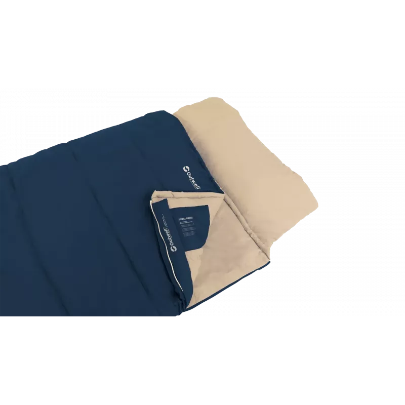 Saco de dormir Outwell Contour Lux 190 cm, sintético, cremallera izquierda, azul profundo