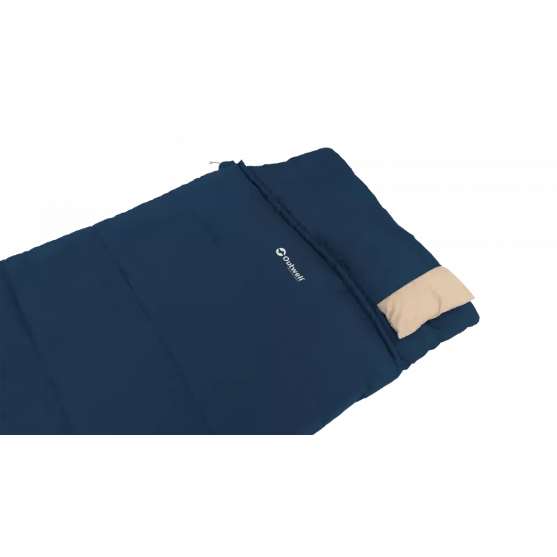 Saco de dormir Outwell Contour Lux 190 cm, sintético, cremallera izquierda, azul profundo