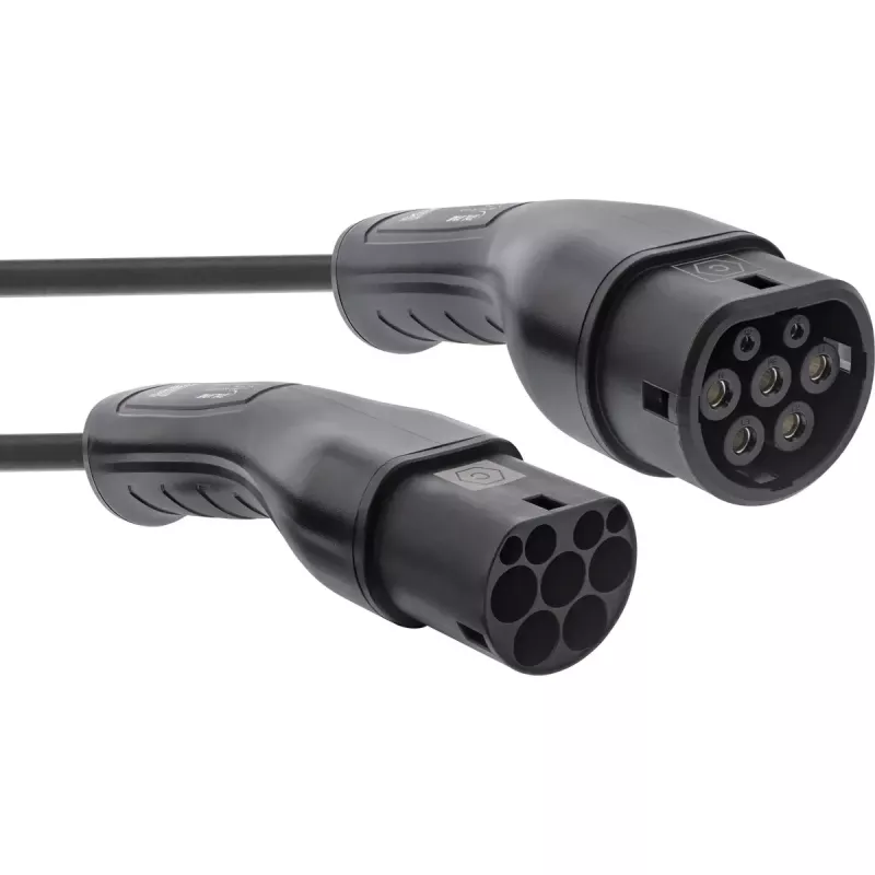 InLine 16282I Cable de carga Tipo 2 para vehículos eléctricos, 22 kW, 3 fases, 2,5 m