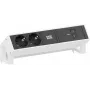 Regleta de enchufes Bachmann DESK2 con 2x tomas CEE 7/3 y 1x USB-C PD 100W, cable 0,2 m, RAL9010