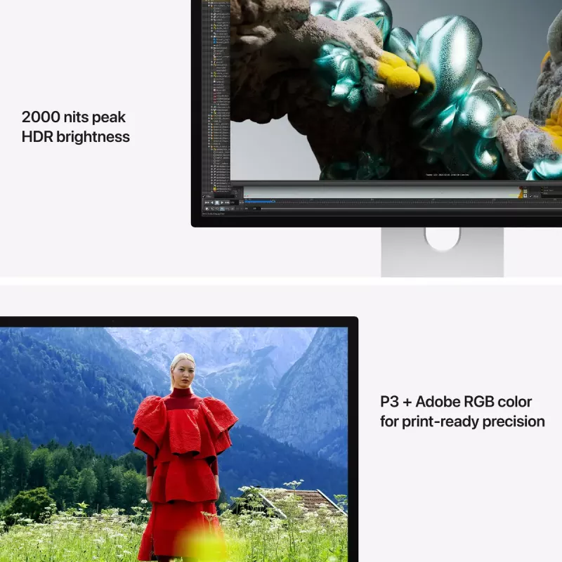 Monitor Apple Studio Display XDR 27 pulgadas 5K Ultra HD LED, cristal estándar, pie reclinable y ajustable en altura, plata
