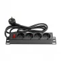 Regleta de enchufes Good Connections 10 - 1HE - conector macho schuko a 4x conector hembra schuko - con interruptor - protección infantil - perfil de aluminio - negro
