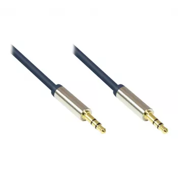 Cable de conexión de audio High-Quality 3,5mm, 2x conector jack, carcasa de metal macizo, azul oscuro, 2m, Good Connections (GC-M0041)