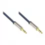 Cable de conexión de audio High-Quality 3,5mm, 2x conector jack, carcasa de metal macizo, azul oscuro, 2m, Good Connections (GC-M0041)