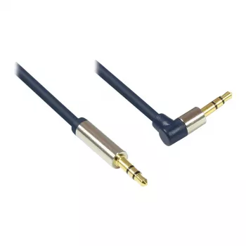 Cable de conexión de audio High-Quality 3,5mm, conector jack a conector jack en ángulo recto, carcasa de metal macizo, azul oscuro, 3m, Good Connections (GC-