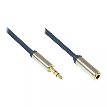 Cable de conexión de audio High-Quality 3,5mm, conector jack a conector hembra jack carcasa de metal macizo, azul oscuro, 0,5m, Good Connections (GC-M0050)