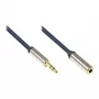 Cable de conexión de audio High-Quality 3,5 mm, conector jack macho a conector jack hembra, carcasa de metal macizo, azul oscuro, 3 m, Good Connections (GC-M0054)